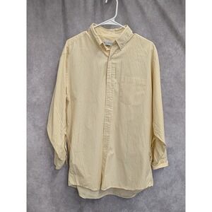 Brooks Brothers Mens 16.5 32 Yellow White Striped Cotton Button Down Shirt